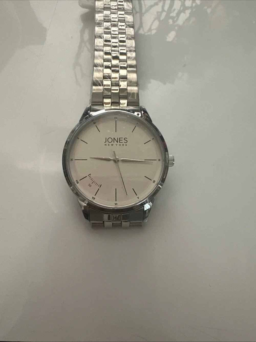 Jones New York Silver and White Stainless Steel Bracelet Watch